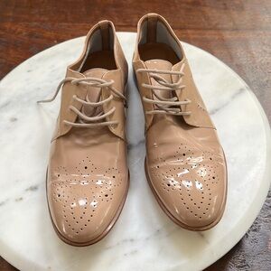 FRATELLI ROSSETI Beige Patent Leather Cutout Loafers Oxfords Lace-Up Shoes EU-36